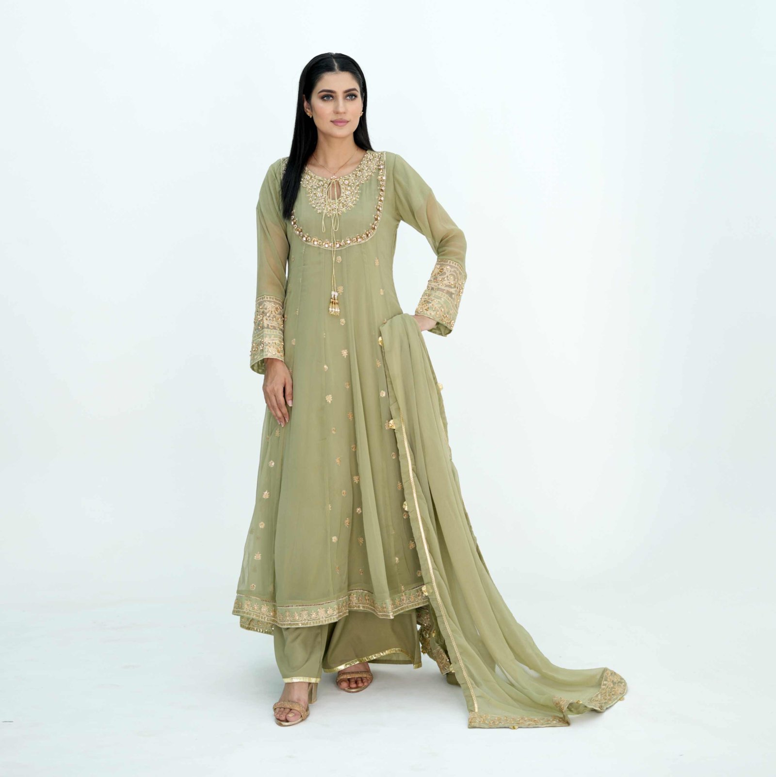 CHIFFON HEAVY HANDWORK OUTFIT | TK-0438